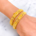Intricate Checkered Motif 22k Gold Bangle Pair