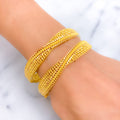 Decorative Draped Dressy 22k Gold Bangle Pair