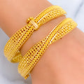 Decorative Draped Dressy 22k Gold Bangle Pair