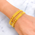 Alternating Gorgeous Flower 22k Gold Bangle Pair