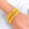 Extravagant Mandala Adorned 22k Gold Bangle Pair