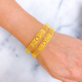 Traditional Beaded Floral 22k Gold Bangle Pair