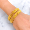 Traditional Beaded Floral 22k Gold Bangle Pair
