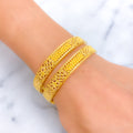 Palatial Intricate Floral 22k Gold Bangle Pair