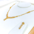 Decadent Glam Floral 22k Gold CZ Necklace Set 