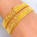 Palatial Intricate Floral 22k Gold Bangle Pair