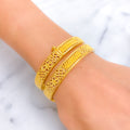 Palatial Intricate Floral 22k Gold Bangle Pair