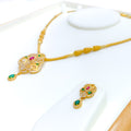 Glamorous Floral Vine 22k Gold CZ Necklace Set 