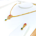 Captivating Ornamental Paisley 22k Gold CZ Necklace Set 