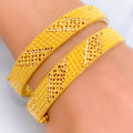 Lovely Beaded Diagonal Checkered 22k Gold Bangle Pair