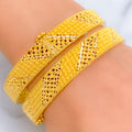 Lovely Beaded Diagonal Checkered 22k Gold Bangle Pair