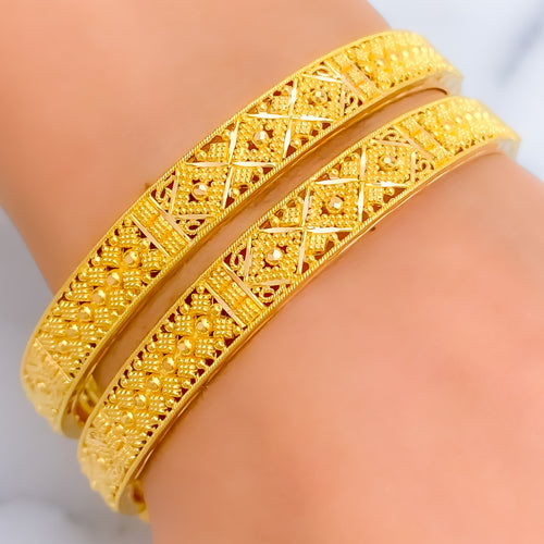Majestic Multi Bead 22k Gold Bangle Pair