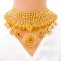 Extravagant Paisley Adorned 22k Gold Polki Choker Necklace Set