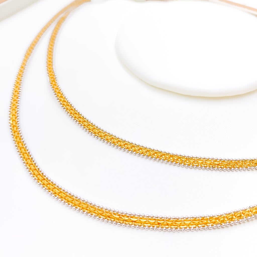 Fancy Two - Tone Flat 22K Gold Chain - 18