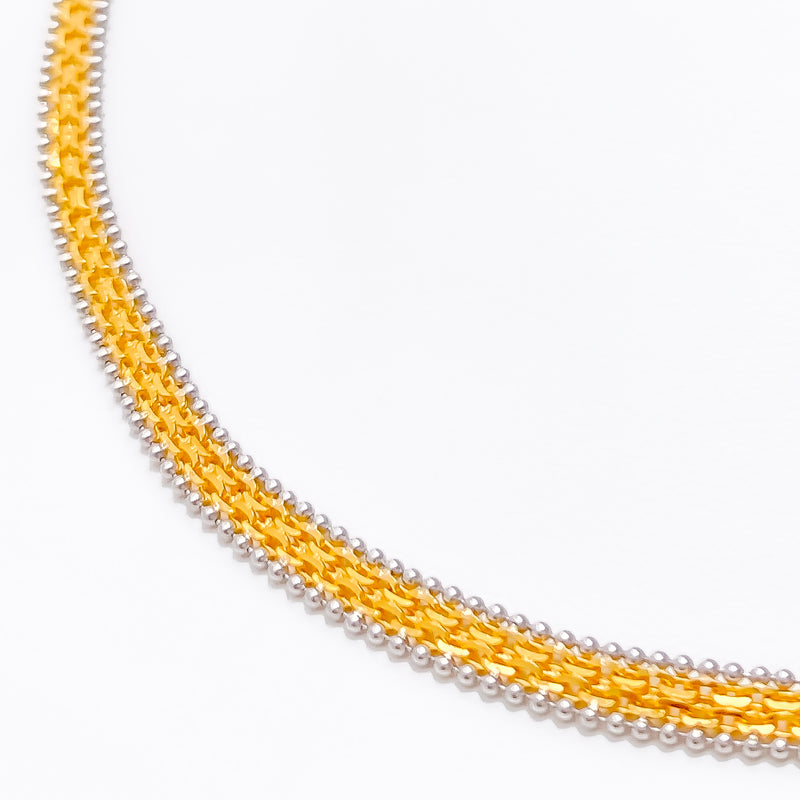 Fancy Two - Tone Flat 22K Gold Chain