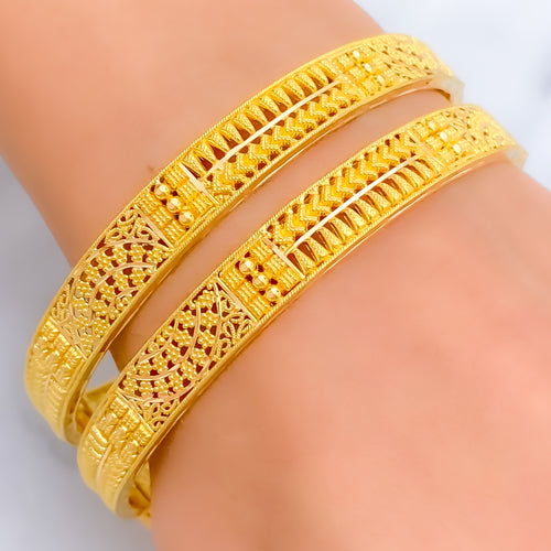 Radiant Graceful Evergreen 22k Gold Bangle Pair