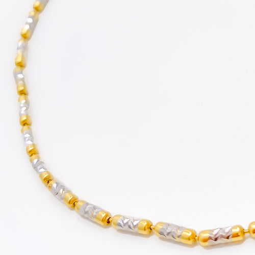 Shimmering Long Barrel Two-Tone Chain