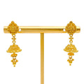 Delicate Fine Beaded 22k Gold Jhumki Earrings