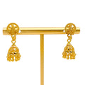 Festive Tasseled Drop 22k Gold Jhumki Earrings