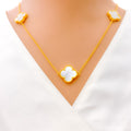 Sophisticated 5-Piece 21k Gold Clover Necklace Set 