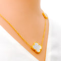 Sophisticated 5-Piece 21k Gold Clover Necklace Set 