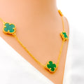 Classy Impressive 5-Piece 21k Gold Clover Necklace Set 
