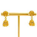 Beautiful Flower Adorned 22k Gold Jhumki Earrings