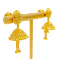Embellished Golden Beaded 22k Gold Jhumki Earrings
