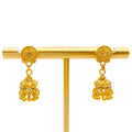 Glimmering Feather Accented 22k Gold Jhumki Earrings
