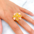 Charming Polished 22k Fancy Floral Gold Ring