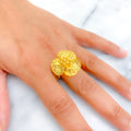 Decorative Chic 22k Fancy Floral Gold Ring 