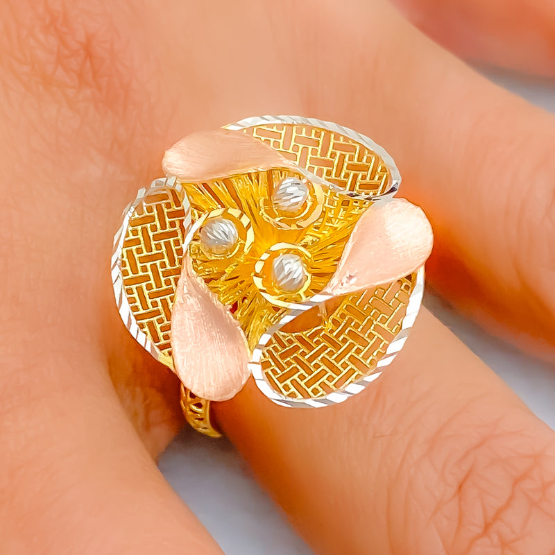 Couture Adorned 22k Fancy Floral Gold Ring 