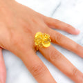 Radiant Artistic 22k Fancy Floral Gold Ring 