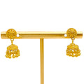 Modest Dome Flower 22k Gold Jhumki Earrings