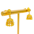Modest Dome Flower 22k Gold Jhumki Earrings