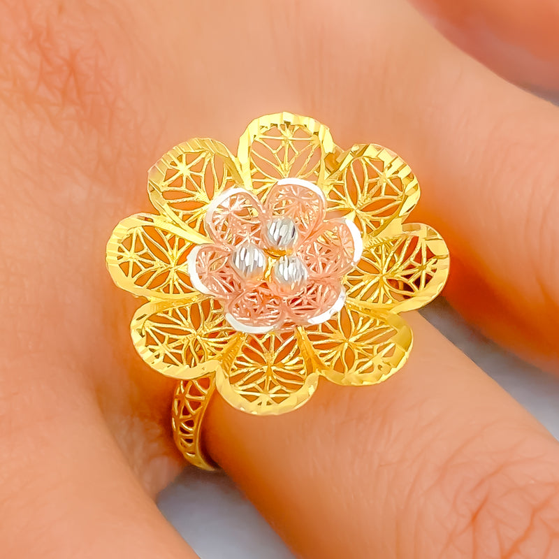 Fancy Stylish 22k Fancy Floral Gold Ring