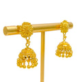 Decorative Petal Dome 22k Gold Jhumki Earrings