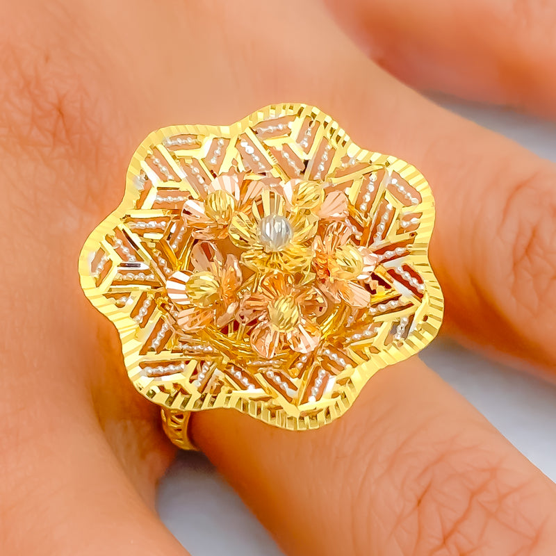 Opulent Classic 22k Fancy Floral Gold Ring