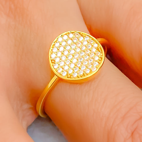 Opulent Polished 21k Gold CZ Ring