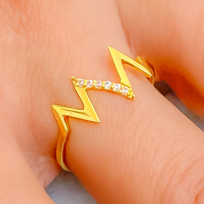 Bright Attractive 21k Gold CZ Ring