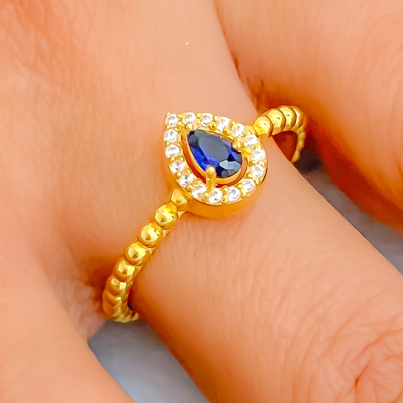 Sleek Radiant 21k Gold CZ Ring