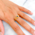 Sleek Radiant 21k Gold CZ Ring