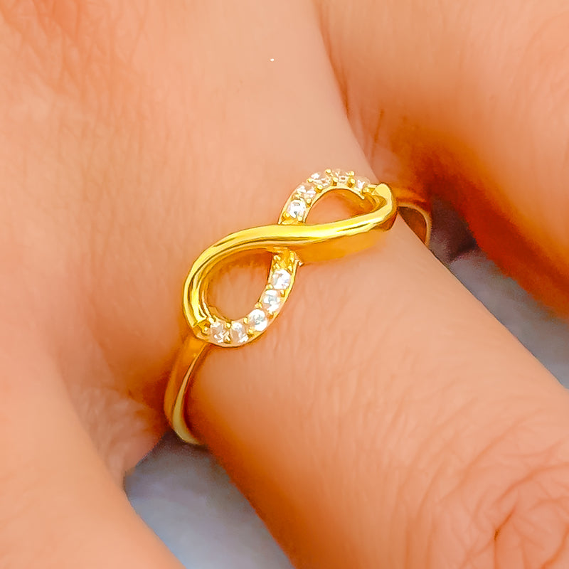 Gleaming Elevated 21k Gold CZ Ring