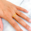 Ornamental Vivid 21k Gold CZ Ring