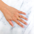 Bold Poised 21k Gold CZ Ring