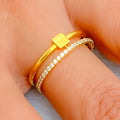 Bold Poised 21k Gold CZ Ring