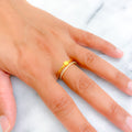 Bold Poised 21k Gold CZ Ring