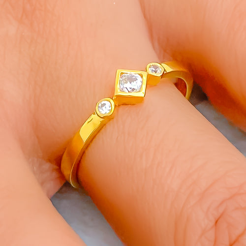 Exclusive Shimmering 21k Gold CZ Ring
