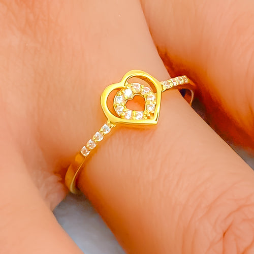 Graceful Glowing 21k Gold CZ Ring