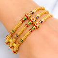 Royal Triple Lined 22k Gold Meenakari Screw Bangle
